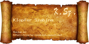 Klopfer Szabina névjegykártya