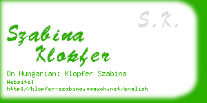 szabina klopfer business card